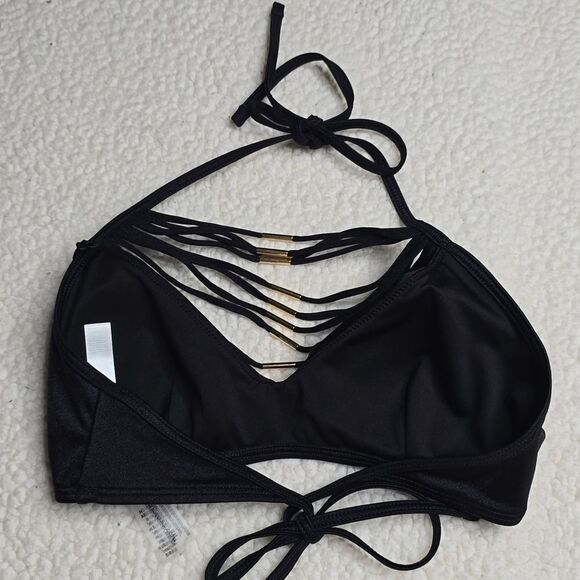1201 NWT Victoria's Secret Swim Archives Strappy Hardware Halter Bikini Top SM - Picture 3 of 6